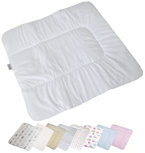 Vizaro - Gepolsterter weiche Wickelauflagen des Babys - 100% Baumwole- 70x75cm - Made in EU - ÖkoTex - Weiße Stickerei