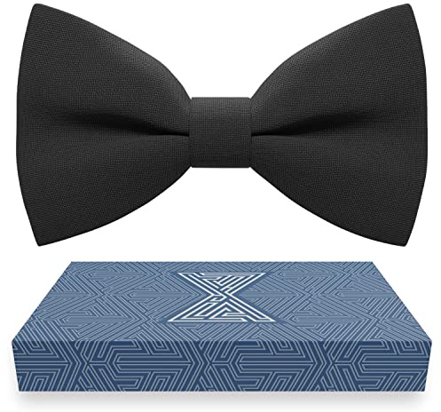 Bow Tie House Black Bow Ties for Men Cool Bow Tie - Fabric Pretied Unisex Adjustable Big Colorful Fashion for Womens Mens Wedding Prom Bow Ties in shop (Large, Black)