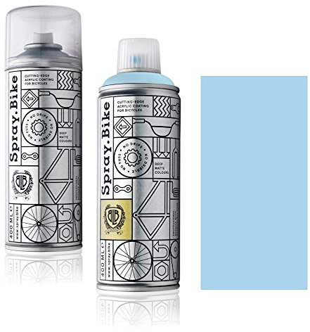 SPRAY.BIKE Fahrrad Lackspray in versch. Farben - KEINE GRUNDIERUNG notwendig - Acryllack/Lack Spray in 400 ml Spraydose, Matt- und Klarlack Optik möglich (Babyblau Coldharbour Lane, Klarlack Set)