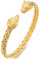 COOLSTEELANDBEYOND Herren Wolfskopf Armband Edelstahl Geflochtene Stahlkabel Armreif Farbe Gold Poliert, Verstellbare
