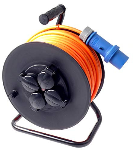 Profi Camping Kabeltrommel CEE Stecker Außen H07BQ-F Pur Leitung 3g2,5 35m schwarz