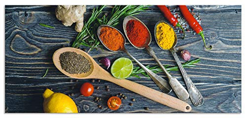 ARTland Spritzschutz Küchenrückwand aus Alu für Küche Herd Spüle 120x55 cm (BxH) mit Motiv Essen Lebensmittel Gewürze Kräuter Chili Chilischote H9KD