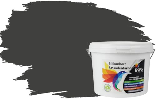 RyFo Colors Silikonharz Fassadenfarbe Lotuseffekt Trend Anthrazitgrau 3l - bunte Fassadenfarbe, weitere Grau Farbtöne und Größen erhältlich, Deckkraft Klasse 1