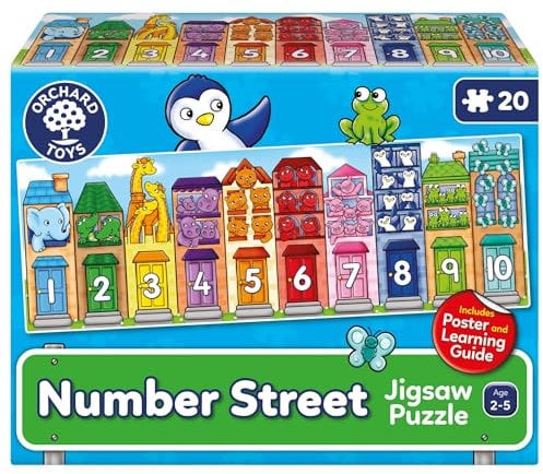 Orchard Toys Number Street Jigsaw Puzzle, 20-Piece 1-20 Educational Puzzle, Perfect for Kids Age 2-5, Educational Toy