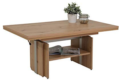 Hela Tische, Couchtisch Wohnzimmertisch Jerome, Holzwerkstoff melaminbeschichtet, Artisan Eiche, ausziehbar 110-177cm, höhenverstellbar mit Lift 53-69cm