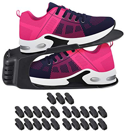 Relaxdays Rangement pour Chaussures, Lot de 24, Anti-dérapant, Support pour Chaussures Dames, superficie l x P 9,5 x 24 cm, Noir