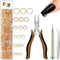 Maitys Kit per Gioielli per Unghie con Strumenti per Piercing Unghie, Anelli di Salto Aperti 6 Taglie, Pinze e Pinzette, Argento, Oro e Oro Rosa