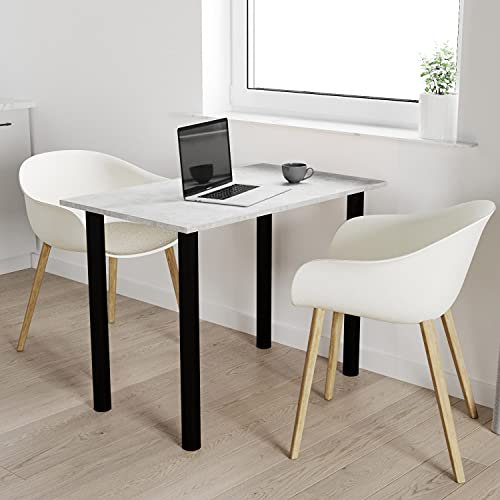 AKKE mikon 90x60 | Esszimmertisch - Esstisch - Tisch mit SCHWARZEN Beinen - Küchentisch - Bürotisch | Beton