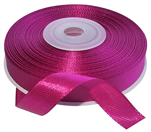 AERZETIX - C55551 - Rollo de cinta de raso satén 12mm x 25m - color rosa fucsia - tira de embalaje regalo para decoración boda cumpleaños fiesta - en poliéster