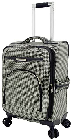LONDON FOG Oxford III, erweiterbarer Spinner, 50,8 cm, schwarz-weiß, Carry-On 20-Inch, Oxford III Spinner, erweiterbar, 50,8 cm