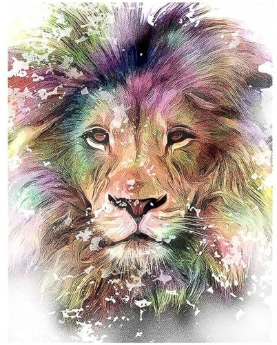 Square Drills Diamant Painting Bilder Groß Löwe 40x50cm 5D Diamond Painting Kinder Erwachsene DIY Diamant Malerei Quadratische Steine mit Hd Viskose Leinwand Glänzen Diamant für Wall Decor Geschenk