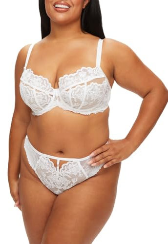 Ann Summers The Icon Fuller Bust Non-Padded Balcony Bra – Flattering Women's Underwear with Lace, Sequins & Gold Details, Cup Sizes DD-H – Womens Lingerie with Wide Adjustable Straps (White)