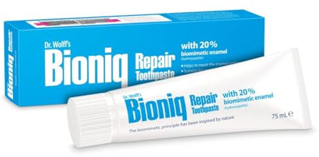 Dr. Wolff's Bioniq Repair Toothpaste 75ml | Fluoride Free Toothpastes for Daily Use | for Sensitive Teeth Inspired by Nature | Enamel Repair Whitening Toothpaste | Small Toothpaste for Travel & Home