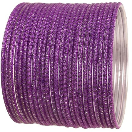 Touchstone „Pastell Farbe Armreif Kollektion“, Indische Bollywood Hand gebohrt Silber Tinge lila Farbe Designer Schmuck Armbänder Armreif. Satz von 24. Für Frauen.