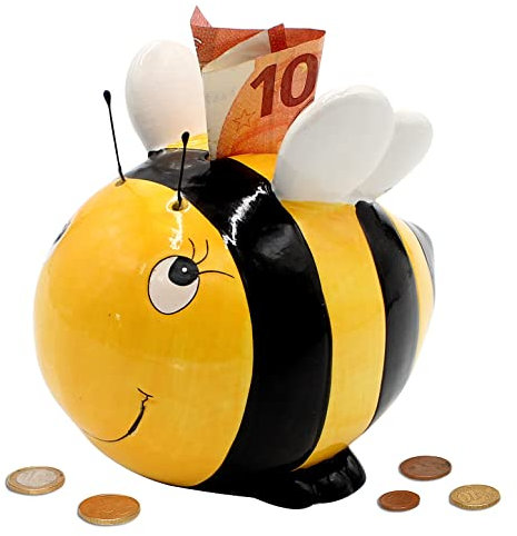 Dekohelden24 Keramik Spardose als Biene - Spar-Biene - Bienensparbüchse - Saving-Box, Größe L/B/H: ca. 15 x 10 x 13 cm