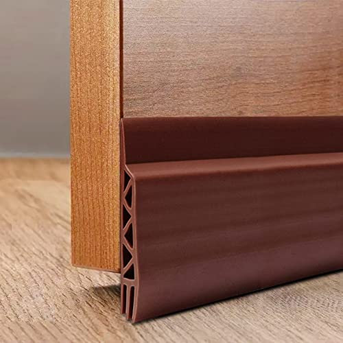 Lorigun Door Bottom Draft Seal, Self-Adhesive Draught Excluder Strip, Mice Door Blocker, Soundproof Weather Stripping, 47in Brown