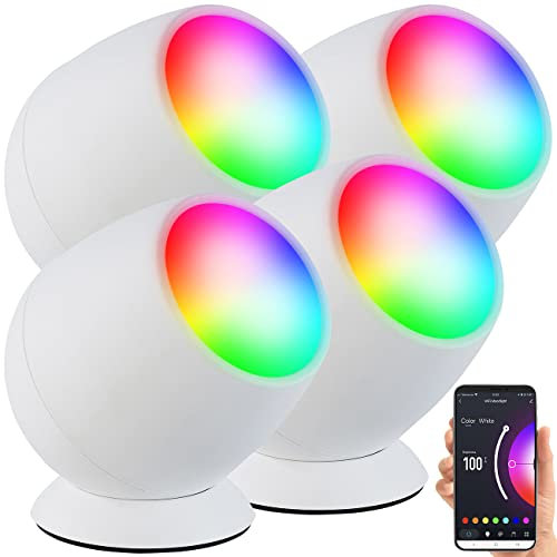 Luminea Home Control WiFi-LED-Lampe: 4er-Set WLAN-Stimmungsleuchten, RGB-CCT-LEDs, 210 lm, 2,2 W, USB, weiß (Farbwechsel Tischlampe, WLAN-Tischleuchten)