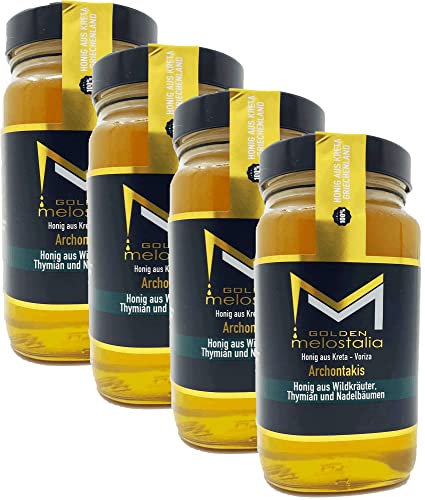 Wildkräuterhonig Golden Melostalia Archontakis 4 x 800g Glas aus Kreta Griechenland