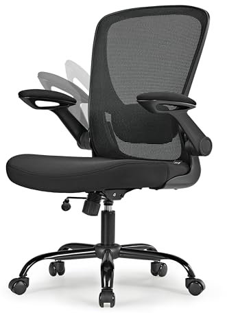 EUREKA ERGONOMIC Office Chair Ergonomic Desk Chair with 90° Flip-Up Arms, Computer Chair with Lumbar Support & Height Adjustable, Executive Work Chair with Comfy Seat Cushion For Home Office-Black