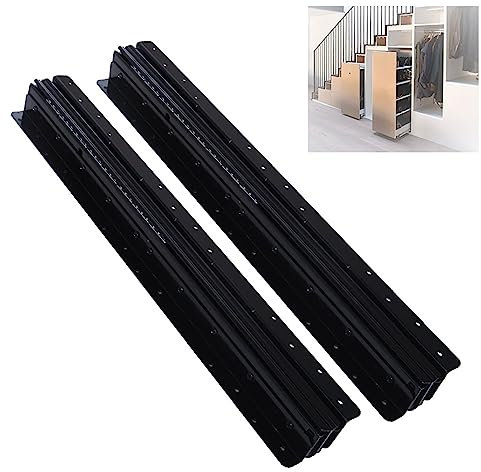 WOLWES Vollauszug Schwerlastauszug 120 kg, 1 Paar Teleskopschienen Bodenmontage, 400 600 800 1000 mm, Kugellager, Schubladenschienen, Auszugsschienen (Color : Negro, Size : 40-90cm/16-36in)