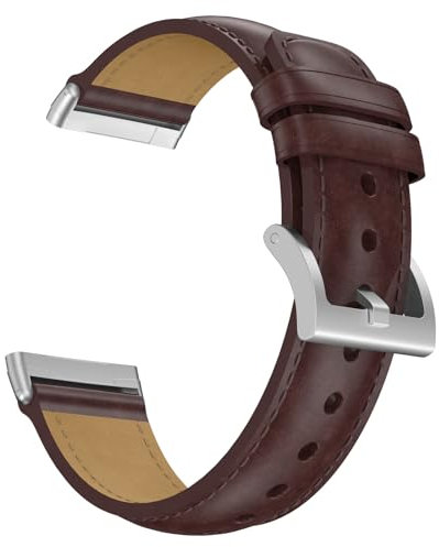 XIIORE Leder Armband Kompatibel mit Fitbit Versa 4 Strap/Fitbit Versa 3 Armband, Klassische Ersatz Lederarmband Kompatibel mit Fitbit Sense 2 Strap/Sense, Damen Herren