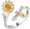 Ozmw 1 Stück Spinning Angst Ring, Sonnenblume Blume Ring, Ringe Verstellbare Offene Anti Stress Ring für Damen