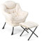 GOPLUS Relaxsessel mit Fußhocker, Sofasessel mit Metallrahmen bis 150 kg, Loungesessel mit Kopfkissen & Rutschfester Füße, Fernsehsessel TV-Sessel für Schlafzimmer, Wohnzimmer & Büro (Beige)