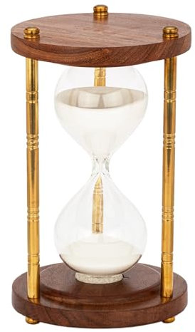 NKlaus Nautische Sanduhr 3 Säulen Messing/Holz 30min. 17,5x10cm Maritime Dekoration 14992