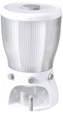 AMYSTY Dispensador de granos, dispensador de granos secos de legumbres giratorias de 360 °, almacenamiento de arroz de 6 celdas, dispensador de arroz y granos de mesa(Color:Blanco)