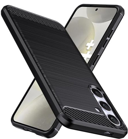 Natbok für Samsung S24 Plus Hülle, Weiches TPU Stoßdämpfung Handyhülle für Samsung S24 Plus Case, Kohlefaser Design Dünne SchutzHülle, Anti-Rutsch, Kratzfeste Samsung S24 Plus Hülle,Schwarz