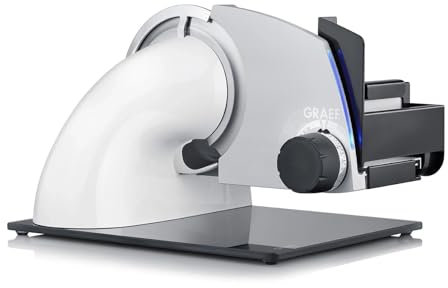GRAEF Affettatrice universale SKS700 elettrica | Affettatrice per pane, carne, formaggio e verdura | Lama in acciaio inossidabile Ø 170 mm | Grigio-bianco, S72011