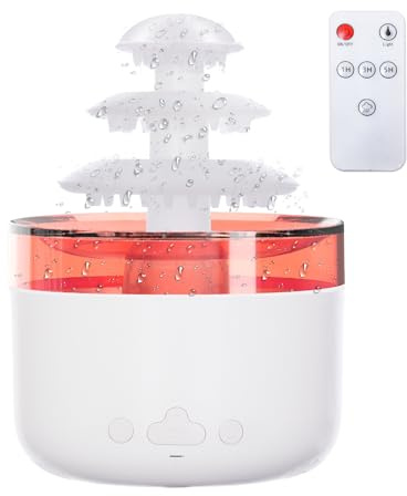 Umelee Luftbefeuchter 500 ml, Wasserbefeuchter in Regenwolkenform mit Regengeräusch & 7 bunten Nachtlichtern, Wasserlose Automatische Abschaltung, Aromadiffusor für Zuhause Büro Auto