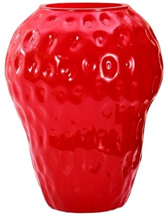 LKPOMI Erdbeervase, Farbige Glas-Blumenvase, Fruchtförmige Hydrokultur-Pflanzenvasen, Behälter, Blumenarrangement für Wohnzimmer, Schlafzimmer, Heimdekoration(Kleines Rot)