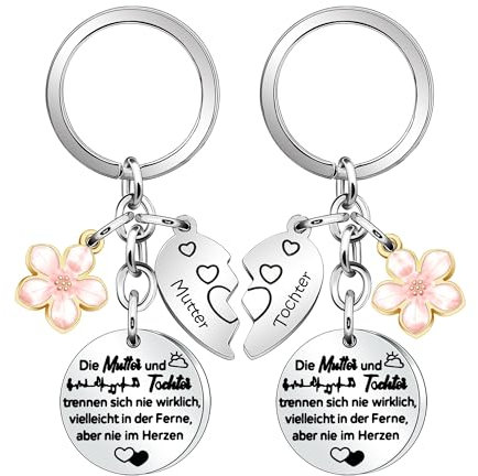 HEYEJET Mutter und Tochter Geschenke Schlüsselanhänger für Mama Tochter passende Herz Geschenke 2 Stück Fernabsatz Geschenke für Mama Tochter Muttertag Weihnachten Geburtstag Geschenke