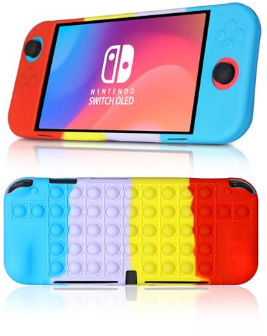 Coolden Étui pour Switch OLED Pochette Housse Coque TPU Souple Silicone Coque Protection Anti-Griffes et Anti Chocs Pop Fidget Bubble Case pour Nintendo Switch et Switch OLED Coloré