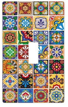 Talavera - Placca decorativa per interruttore della luce a forma di piastrelle messicane, 1 interruttore