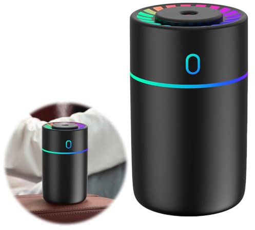 HIULLEN Deodorante per Auto, Diffusore di Oli Essenziali con Luci Colorate, Diffusore di Aromi, 2 Modalità Nebbia Mini Diffusore Umidificatore per Auto Ufficio Camera da Letto Casa Viaggi