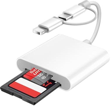 2 in 1 SD Kartenleser für Phone16/15/14, SD Card Reader for Phone SD Karten Adapter für Phone Dual Kartensteckplatz Speicherkartenleser Kamera-Kartenleser-Adapter Micro SD Kartenleser-Plug and Play