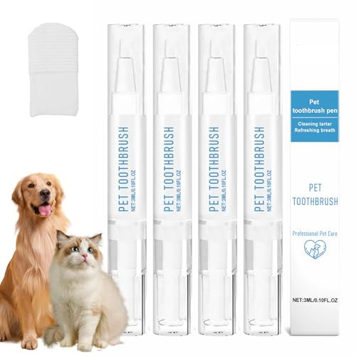 4 Stück Pet Toothbrush Pen Zahnbürstenstift für Hunde Zahnbürsten-Reinigungsstift für Haustiere Zahnreiniger und Zahnsteinentferner Cat/Dog Tooth Cleaning Natural Plant Substance Frischer Atem