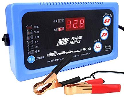 Chargeur Batterie Voitures, Chargeur Batterie 6V 12V Voiture Smart Moto Chargeur de Batterie Pleine Automatique 2A 6A Oreillettes de Charge Outil 6 V 12 Volt