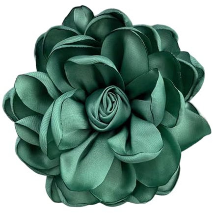 Baoblaze Broche en Forme de Fleur de 10 cm, Grande Broche en Tissu satiné, Accessoires pour vêtements, épingles à Cheveux pour Cadeaux, Banquet, mariée, mère, Vert