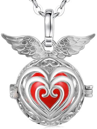 Only faith Collar Llamador de Angeles Mujer Embarazada Arcageles Angel de la guarda Chapado en Plata Regalo para Futuras Mamás (Alas de Ángel, Rojo (Arcángel Uriel))