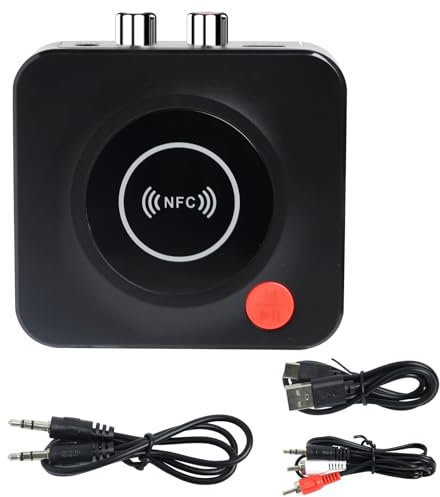 EuAcesry Ricevitore Audio aux Bluetooth 5.1 Wireless per Impianto Stereo, Modulo, Music Streamer & Preamplificatore Digitale, 3.5mm Aduio Jack Trasmettitore Bluetooth per auto NFC