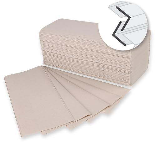 2400 Stück NATUREStar Bio Papierhandtücher, 2-lagig | Recyclingpapier, V-Falzung, natur, L: 23cm, B: 19cm, Reinigunstücher, Recyclingpapier, Papierhandtücher, Zickzack-Handtücher, Falthandtücher