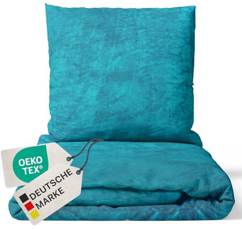 NYVI Winter Bettwäsche Set DreamScience Cashmere Touch 155x220 + 80x80 cm Petrol - Kuschelweich & Wärmend - Mit Reißverschluss, Oeko-TEX Zertifiziert, für Allergiker geeignet