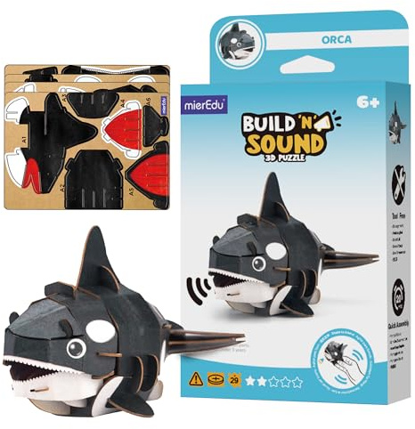 mierEdu - Soundwunder 3D Puzzle Wal – Interaktives Lernpuzzle mit Sound für Kinder – Wal-Spielzeug, fördert logisches Denken & Kreativität