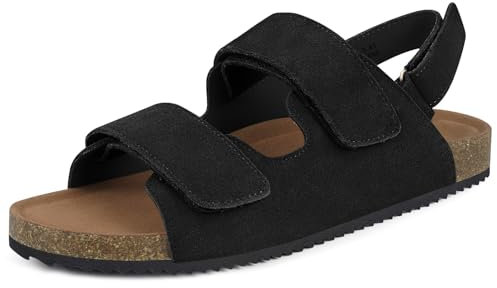 Sandalen Herren Pantoletten Männer Anatomisch geformtes Kork-Sandalen Slipper Sommerschuhe Freizeitschuhe, Schwarz, 44 EU