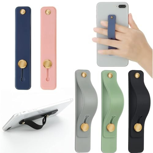 YEDJFFIYO 5 PCS Phone Loop Finger Holder, Phone Grip, Finger Cellphone Grip, Silicone Strap, Telescopic Cellphone Holder for All Smartphones (5 Colors)