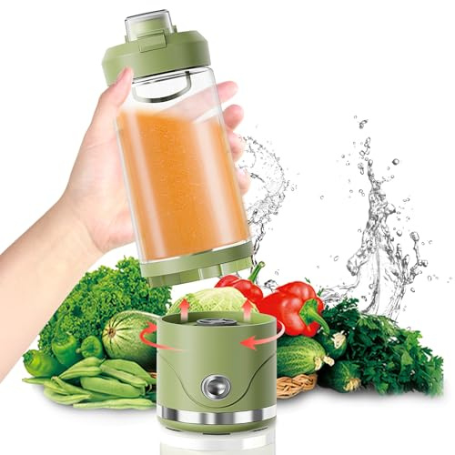 Tragbarer Smoothie Mixer Maker C71A Elektrischer Blender mit 650ml Mixbecher & Auslaufsicherem Deckel, Wiederaufladbar, Abnehmbar, One-Touch-Mixing für Smoothie, Milchshake, Saft und Gemüsesaft