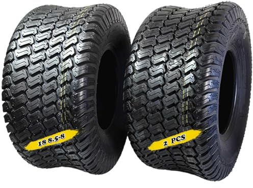 2pcs 18x8.50-8 Pneus Sans Chambre à Air, 18/8.50/8 Anti-crevaison Caoutchouc Plein pour Tondeuse à Gazon Tracteur de Jardin Voiturette de Golf